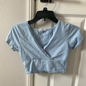 Blue Low Neck Crop Top